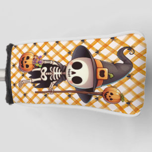 Cute, Whimsical Halloween skeleton Golf Head Cover