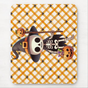 Cute, Whimsical Halloween skeleton Mouse Mat