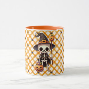 Cute, Whimsical Halloween skeleton Mug