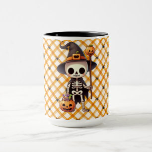 Cute, Whimsical Halloween skeleton Mug