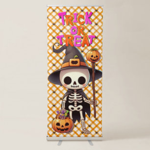 Cute, Whimsical Halloween skeleton Retractable Banner