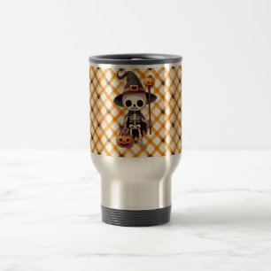 Cute, Whimsical Halloween skeleton Travel Mug
