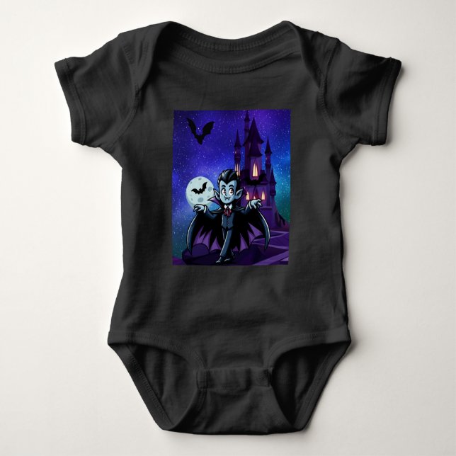 Cute, whimsical Halloween vampire Baby Bodysuit (Front)
