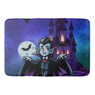 Cute, whimsical Halloween vampire Bath Mat
