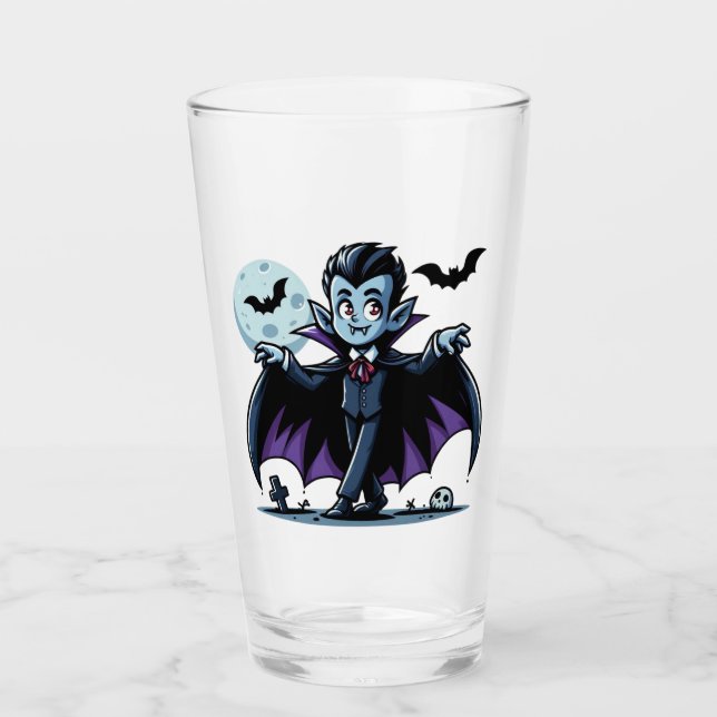 Cute, whimsical Halloween vampire Glass (Front)
