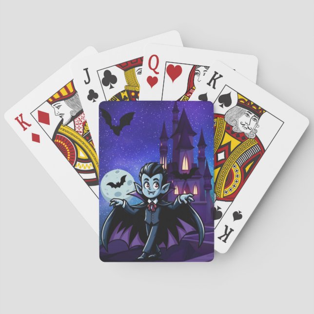 Cute, whimsical Halloween vampire Playing Cards (Back)