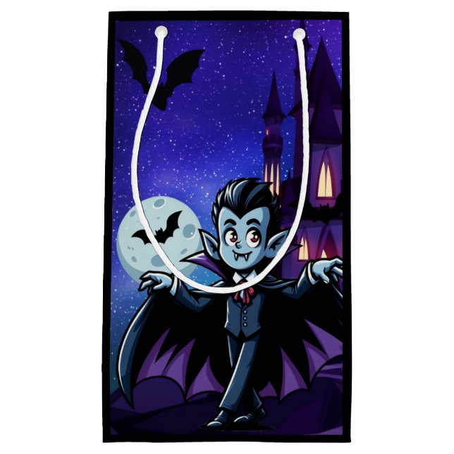 Cute, whimsical Halloween vampire Small Gift Bag (Front)