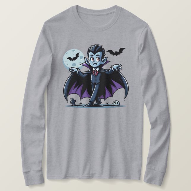 Cute, whimsical Halloween vampire T-Shirt (Design Front)