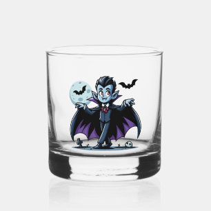 Cute, whimsical Halloween vampire Whiskey Glass