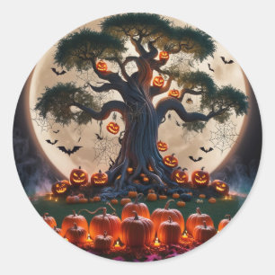 Cute Whimsical Halloween Witch, Personalised Name Classic Round Sticker