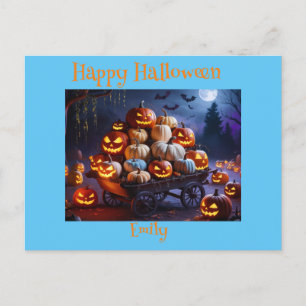 Cute Whimsical Halloween Witch, Personalised Name Postcard