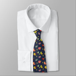Cute Whimsical Hand-Drawn Birds Pattern Tie