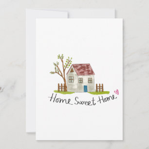 Cute Whimsical Hand-drawn Home Sweet Home Invitation
