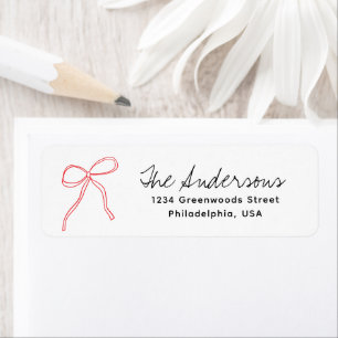 Cute Whimsical Hand Drawn Red Ribbon Bow