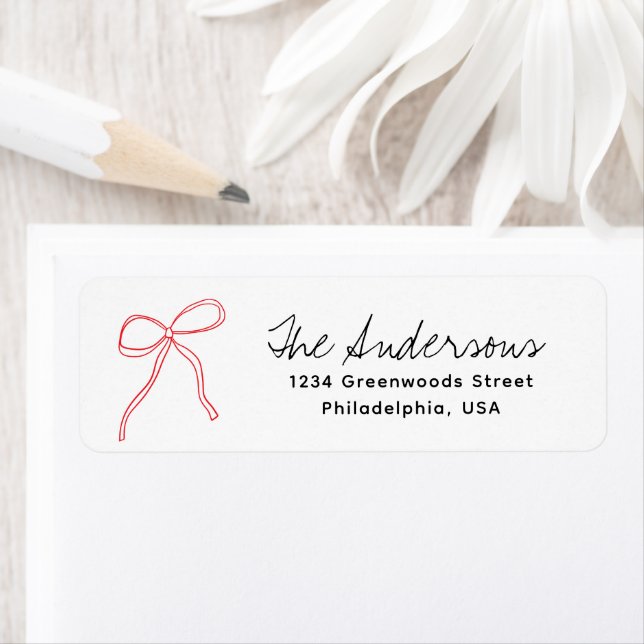 Cute Whimsical Hand Drawn Red Ribbon Bow  (Insitu)