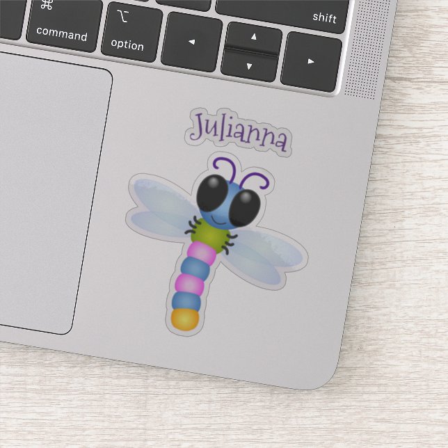 Cute whimsical happy dragonfly cartoon (Detail)