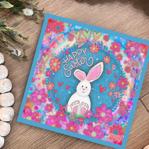 Cute Whimsical Happy Easter Bunny Inspirivity   Card