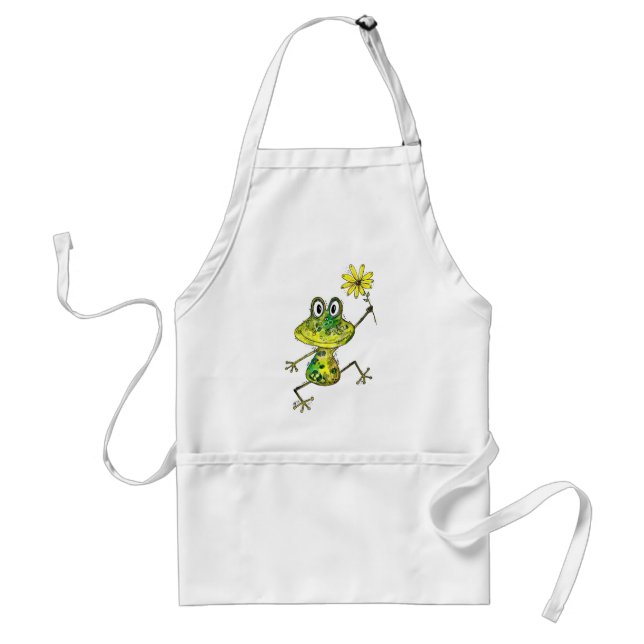 Cute Whimsical Happy Frog Standard Apron (Front)