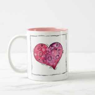 Cute Whimsical Heart Doodle Two-Tone Coffee Mug