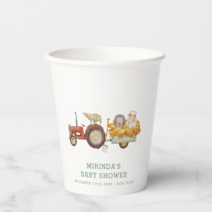 Cute Whimsical Hedgehog Farm Tractor Baby Shower  Paper Cups
