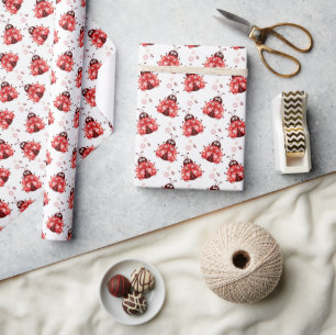Cute Whimsical Ladybugs Wrapping Paper