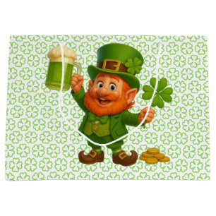 Cute/whimsical leprechaun Saint Patrick's Day Large Gift Bag