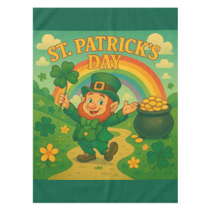 Cute, whimsical leprechaun Saint Patrick's Day Tablecloth