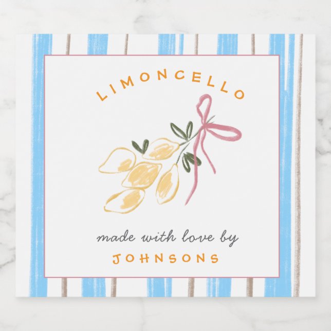 Cute whimsical Limoncello  Liquor Bottle Label (Single Label)