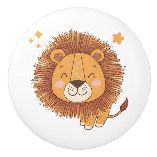Cute Whimsical Lion Ceramic Knob