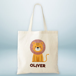 Cute Whimsical Lion Personalised Tote Bag