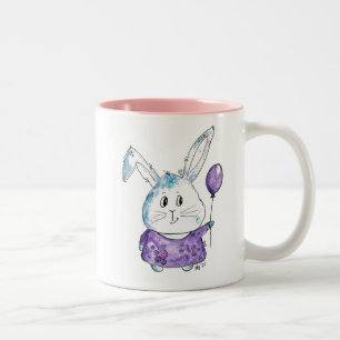 Cute Whimsical Little Bunny Two-Tone Coffee Mug
