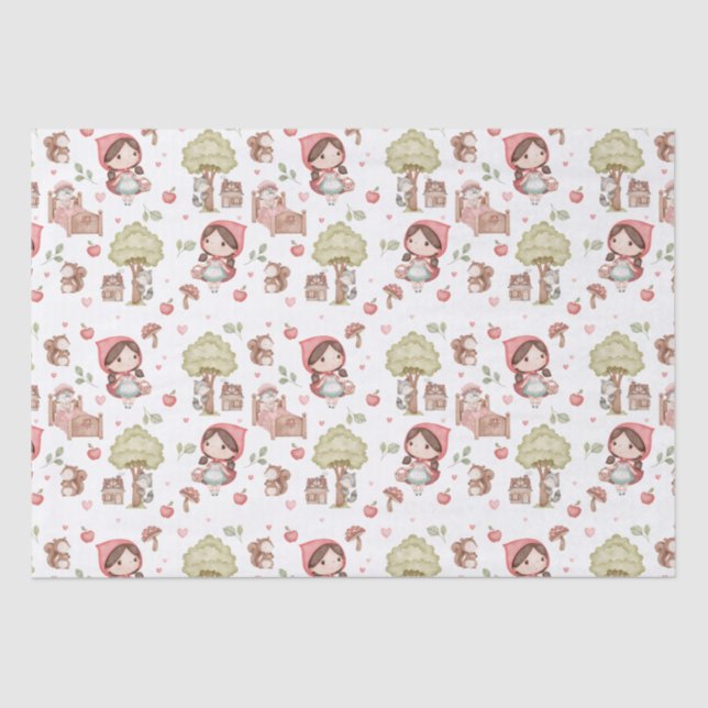 Cute Whimsical Little Red Riding Hood Storybook Tissue Paper (Front)