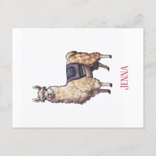 Cute Whimsical Llama Personalised  Postcard