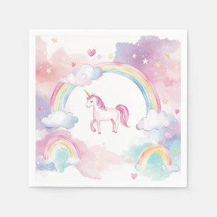 Cute Whimsical Magical Unicorn Birthday Party Napkin