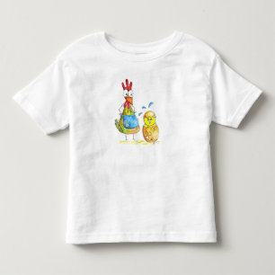Cute Whimsical Mama Chicken with Baby Toddler T-Shirt