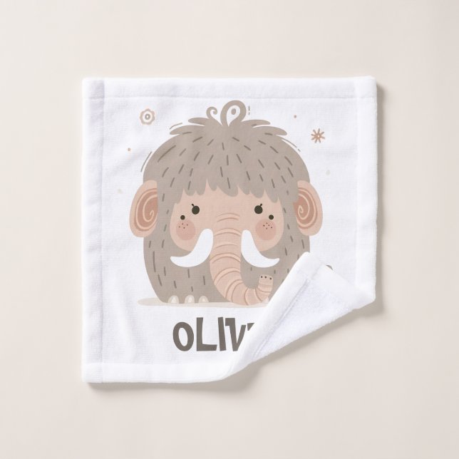 Cute Whimsical Mammoth Personalised Wash Cloth (Wash Cloth)