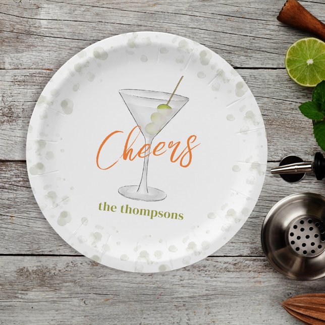 Cute Whimsical Martini Cocktail Simple Party Paper Plate (Creator Uploaded)
