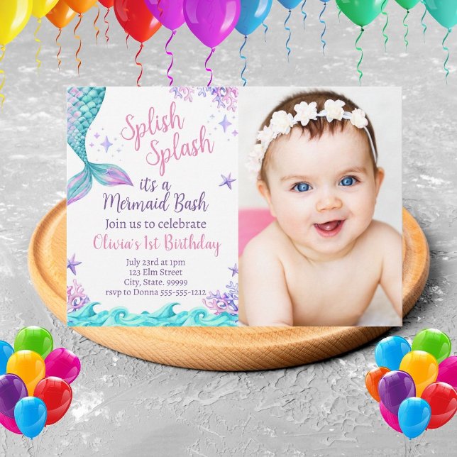 Cute Whimsical Mermaid Birthday Invitation (Creator Uploaded)