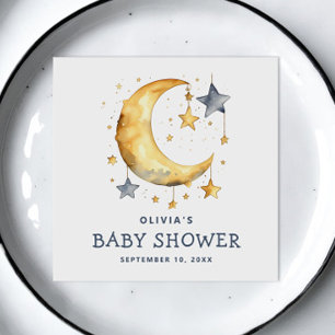 Cute whimsical moon & stars celestial baby shower  napkin