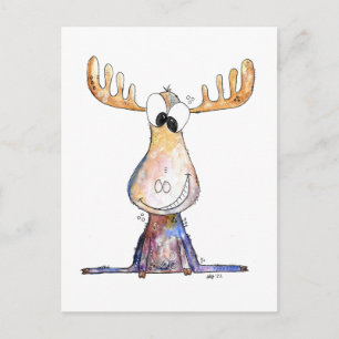 Cute Whimsical Moose Postcard