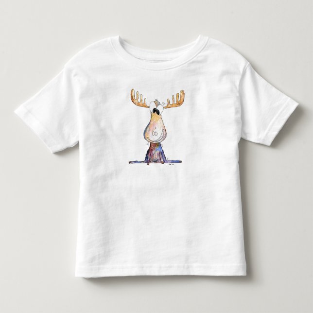 Cute Whimsical Moose Toddler T-Shirt (Front)