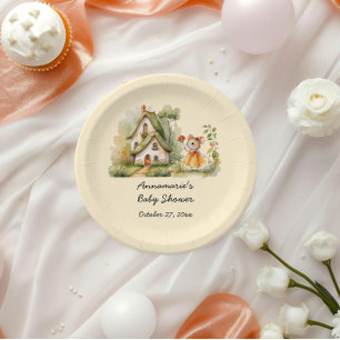 Cute Whimsical Mouse Baby Shower Paper Plate