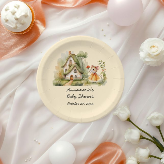 Cute Whimsical Mouse Baby Shower | Paper Plate (Creator Uploaded)