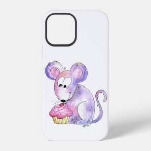 Cute Whimsical Mouse with a Cupcake iPhone 12 Case