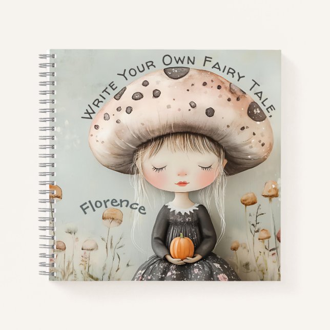 Cute Whimsical Mushroom Fairy Magic Personalised  Notebook (Front)