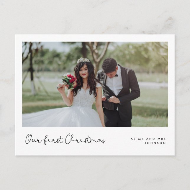 Cute whimsical Our first Christmas photo Postcard (Front)