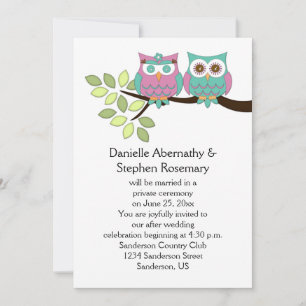 Cute Whimsical Owls After Wedding Celebration Invitation