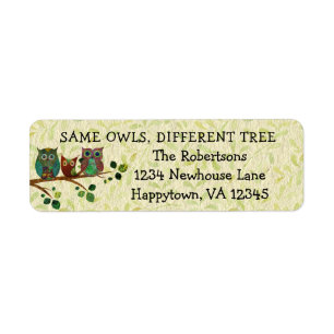 Cute Whimsical Owls New Home Return Address