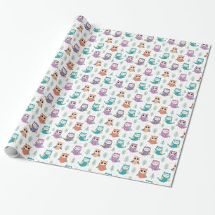 *~* Cute Whimsical Owls Trees Wrapping Paper