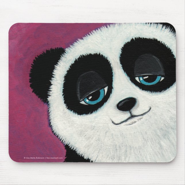 Cute Whimsical Panda Bear with Blue Eyes Mousepad (Front)